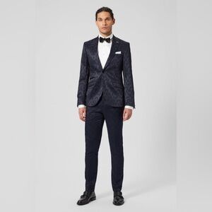 Shelby & Sons PALACE SLIM FIT NAVY JACQUARD JACKET Size 42R